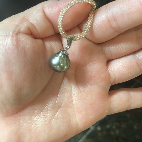 Genuine  SouthSea Pearl Baroque Necklace 12.3mm Peacock Stainless Steel - Picture 8 of 9